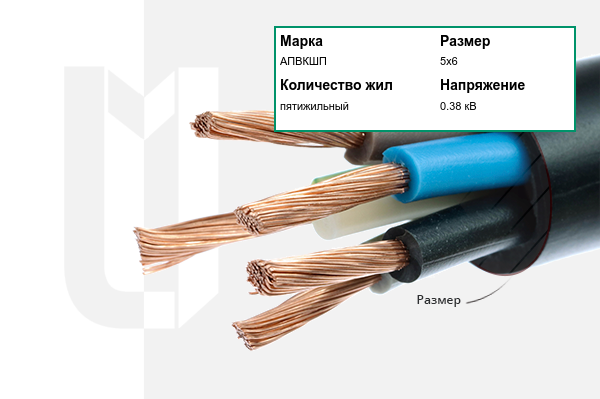 Силовой кабель АПВКШП 5х6 мм