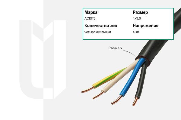 Силовой кабель АСКПЗ 4х3,0 мм