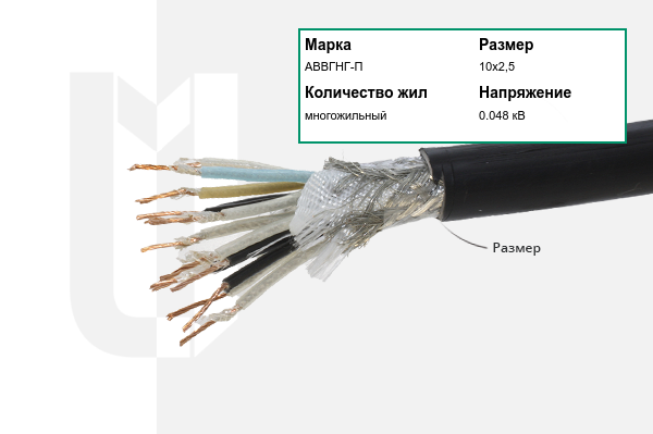 Силовой кабель АВВГНГ-П 10х2,5 мм