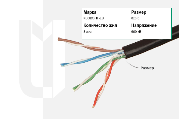 Силовой кабель КВЭВЭНГ-LS 8х0,5 мм