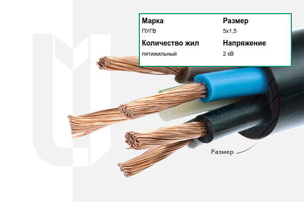 Силовой кабель ПУГВ 5х1,5 мм