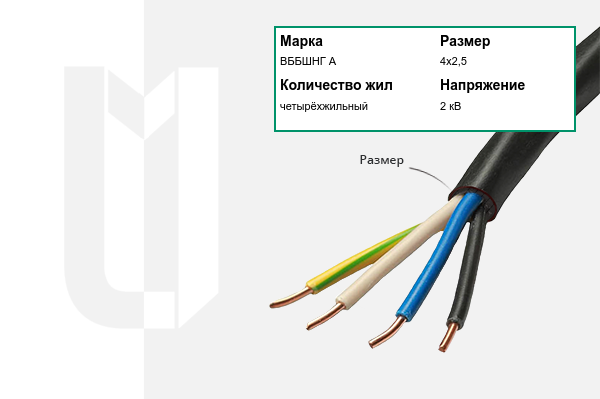 Силовой кабель ВББШНГ А 4х2,5 мм